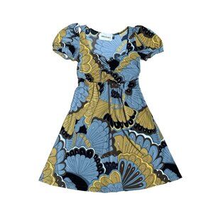 Veronica M Y2K Mini Dress Women's Size S, Made in USA, Gray, Yellow, Black